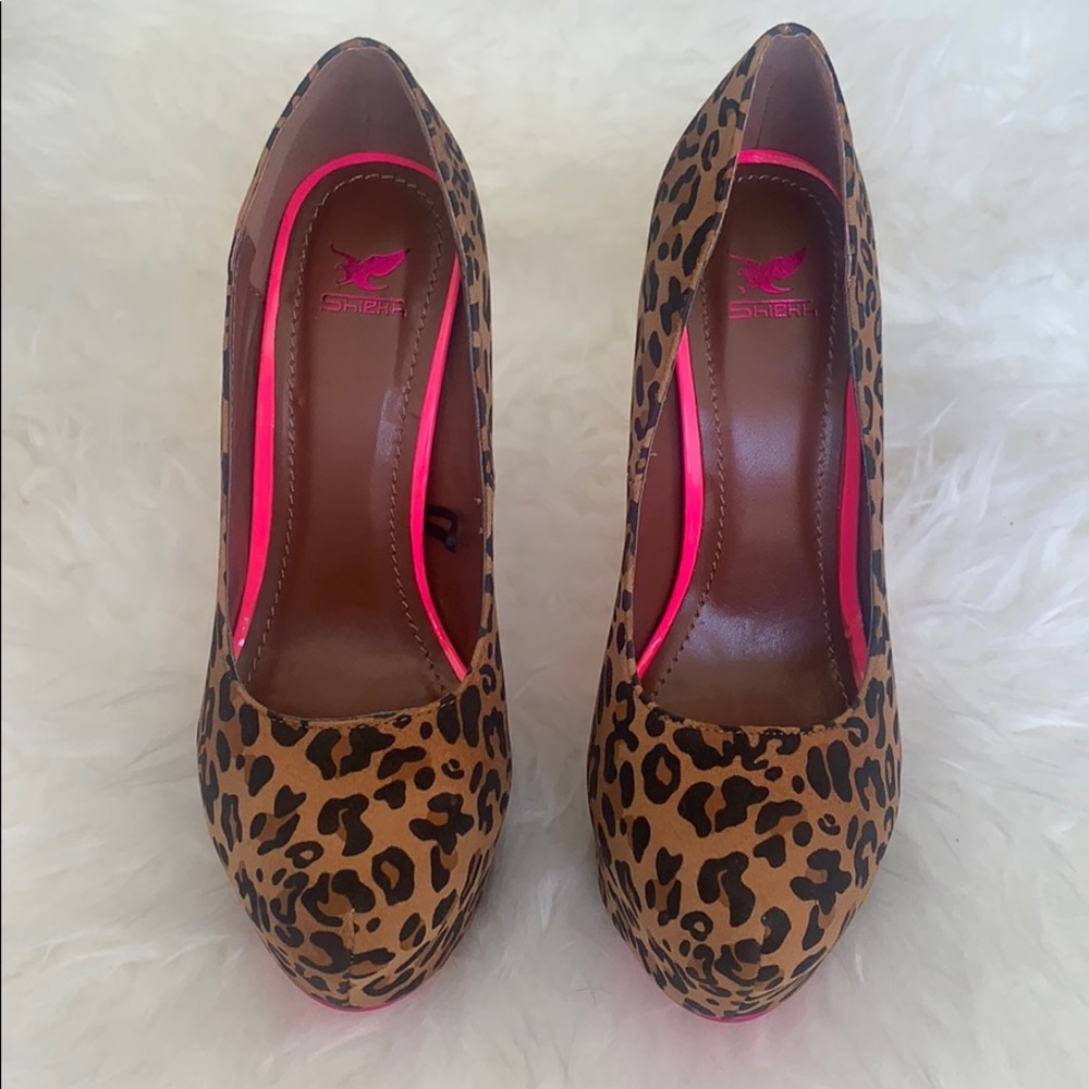Leopard print stiletto heels